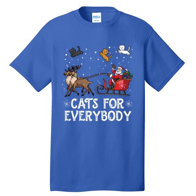 Cats For Everybody Christmas Cat Funny Xmas Santa Gift Tall T-Shirt