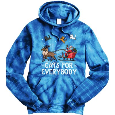 Cats For Everybody Christmas Cat Funny Xmas Santa Gift Tie Dye Hoodie