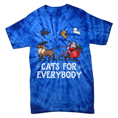 Cats For Everybody Christmas Cat Funny Xmas Santa Gift Tie-Dye T-Shirt