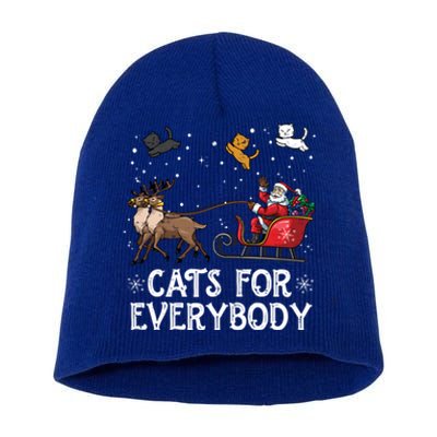 Cats For Everybody Christmas Cat Funny Xmas Santa Gift Short Acrylic Beanie