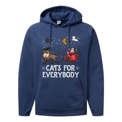 Cats For Everybody Christmas Cat Funny Xmas Santa Gift Performance Fleece Hoodie