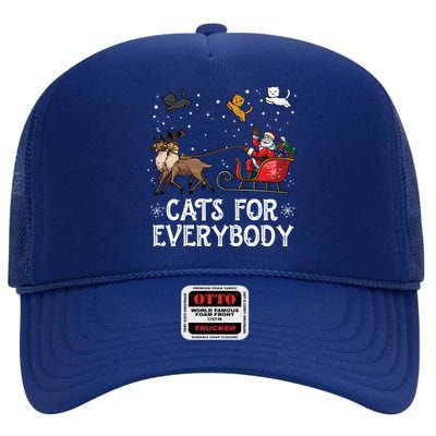 Cats For Everybody Christmas Cat Funny Xmas Santa Gift High Crown Mesh Back Trucker Hat