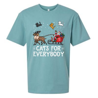 Cats For Everybody Christmas Cat Funny Xmas Santa Gift Sueded Cloud Jersey T-Shirt