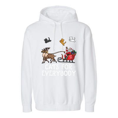 Cats For Everybody Christmas Cat Funny Xmas Santa Gift Garment-Dyed Fleece Hoodie