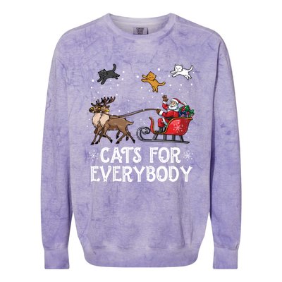 Cats For Everybody Christmas Cat Funny Xmas Santa Meaningful Gift Colorblast Crewneck Sweatshirt