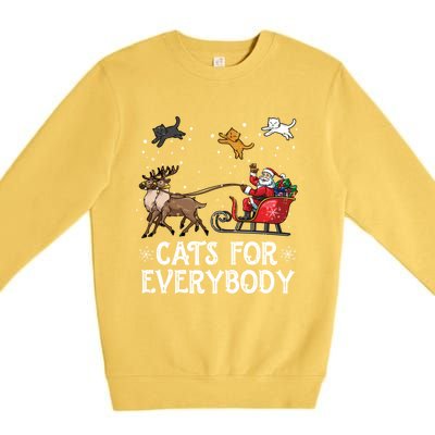 Cats For Everybody Christmas Cat Funny Xmas Santa Meaningful Gift Premium Crewneck Sweatshirt