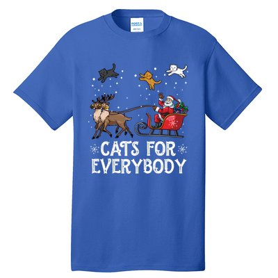 Cats For Everybody Christmas Cat Funny Xmas Santa Meaningful Gift Tall T-Shirt