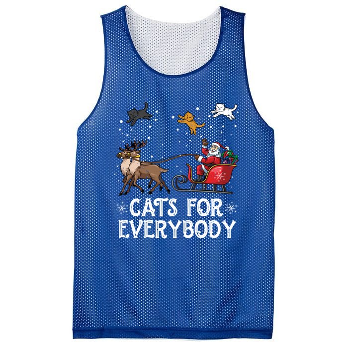 Cats For Everybody Christmas Cat Funny Xmas Santa Meaningful Gift Mesh Reversible Basketball Jersey Tank