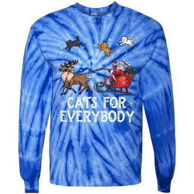 Cats For Everybody Christmas Cat Funny Xmas Santa Meaningful Gift Tie-Dye Long Sleeve Shirt