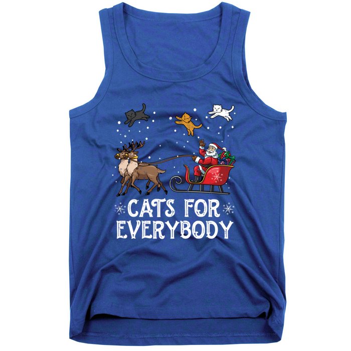 Cats For Everybody Christmas Cat Funny Xmas Santa Meaningful Gift Tank Top