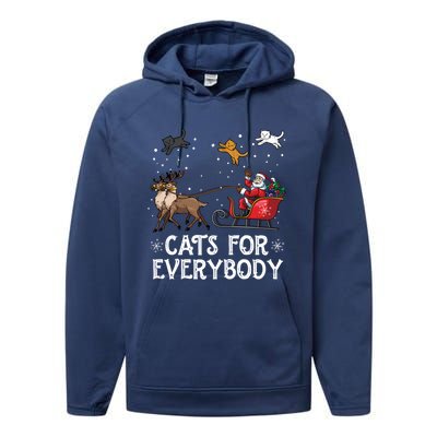 Cats For Everybody Christmas Cat Funny Xmas Santa Meaningful Gift Performance Fleece Hoodie