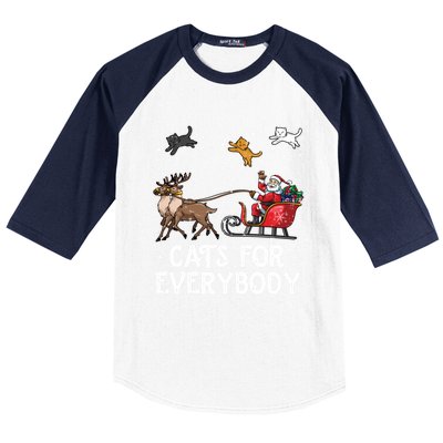 Cats For Everybody Christmas Cat Funny Xmas Santa Meaningful Gift Baseball Sleeve Shirt