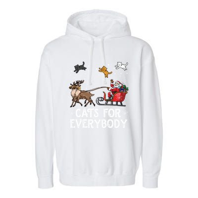 Cats For Everybody Christmas Cat Funny Xmas Santa Meaningful Gift Garment-Dyed Fleece Hoodie