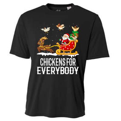 Chickens For Everybody Funny Christmas Chickens Santa  Cooling Performance Crew T-Shirt