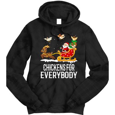 Chickens For Everybody Funny Christmas Chickens Santa  Tie Dye Hoodie