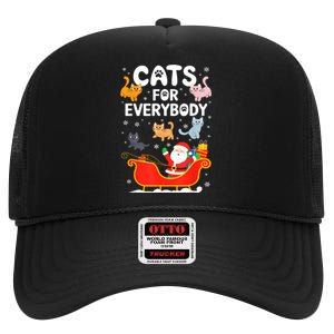 Cats For Everybody Xmas Adult Women Christmas High Crown Mesh Back Trucker Hat