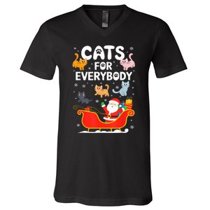 Cats For Everybody Xmas Adult Women Christmas V-Neck T-Shirt