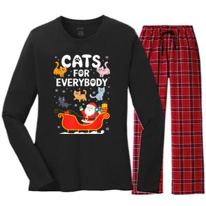 Cats For Everybody Xmas Adult Women Christmas Women's Long Sleeve Flannel Pajama Set 