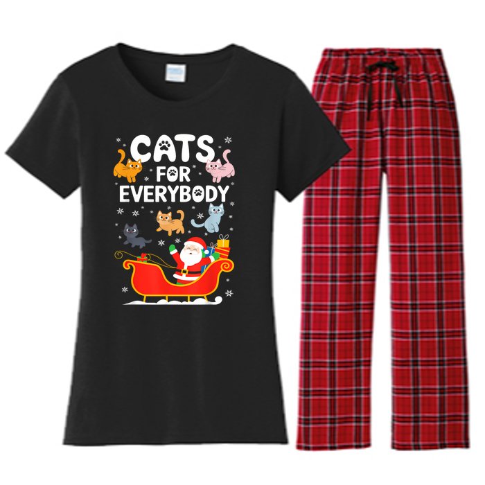 Cats For Everybody Xmas Adult Women Christmas Women's Flannel Pajama Set