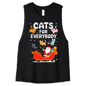 Cats For Everybody Xmas Adult Women Christmas Women's Racerback Cropped Tank