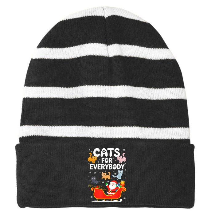 Cats For Everybody Xmas Adult Women Christmas Striped Beanie with Solid Band