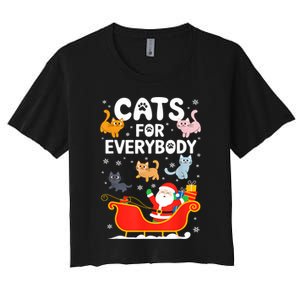 Cats For Everybody Xmas Adult Women Christmas Women's Crop Top Tee