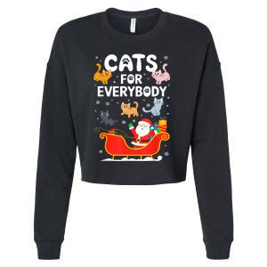 Cats For Everybody Xmas Adult Women Christmas Cropped Pullover Crew