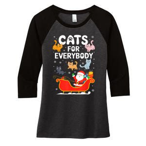 Cats For Everybody Xmas Adult Women Christmas Women's Tri-Blend 3/4-Sleeve Raglan Shirt