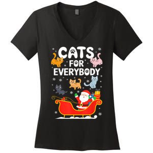 Cats For Everybody Xmas Adult Women Christmas Women's V-Neck T-Shirt