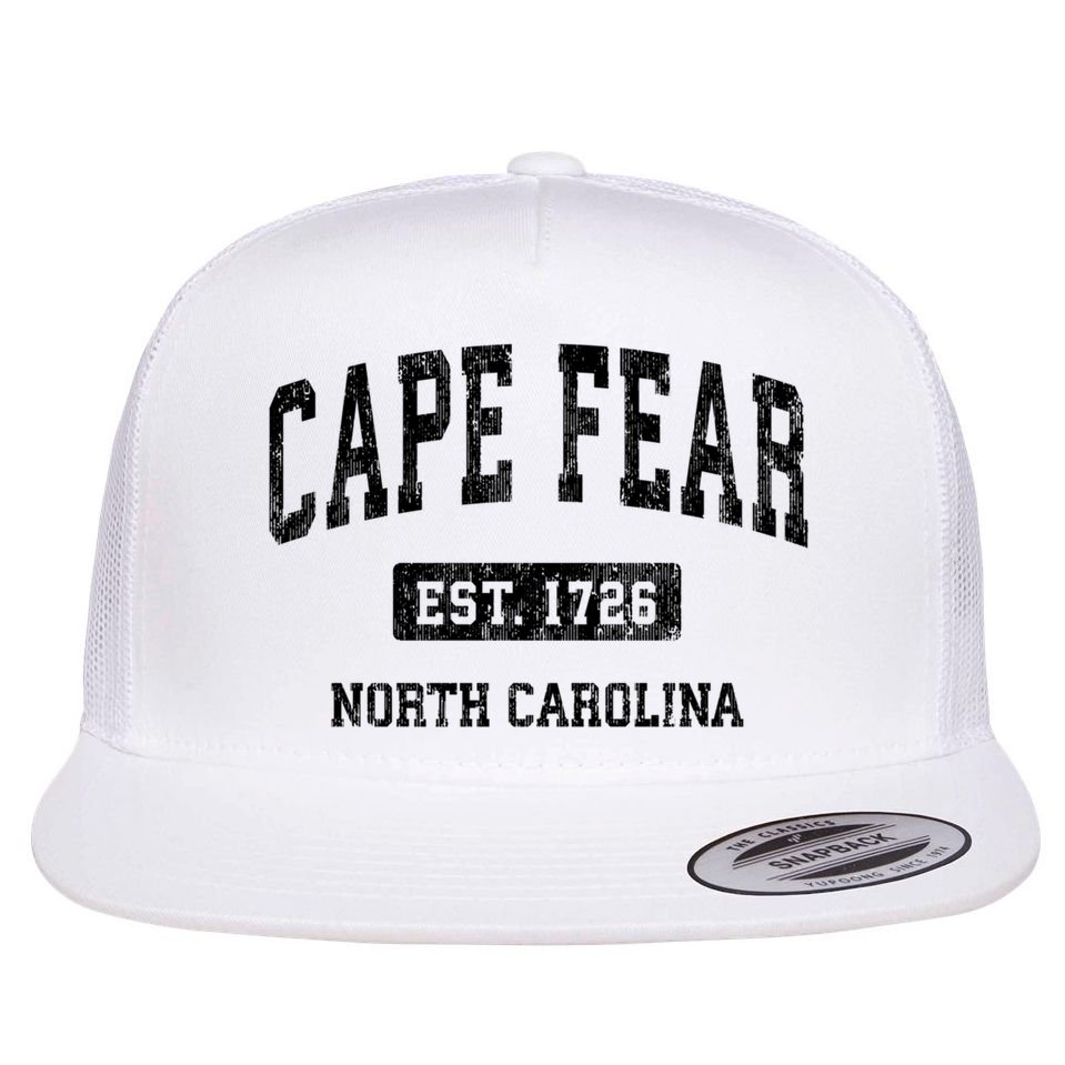 Cape Fear Est 1726 North Carolina Nc Vintage Established Athletic Sports Design Flat Bill Trucker Hat