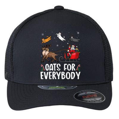 Cats For Everybody Christmas Cat Funny Xmas Santa Gift Flexfit Unipanel Trucker Cap