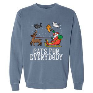 Cats For Everybody Christmas Cat Funny Xmas Santa Gift Garment-Dyed Sweatshirt