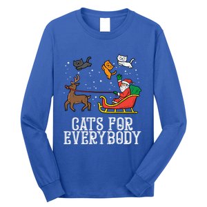 Cats For Everybody Christmas Cat Funny Xmas Santa Gift Long Sleeve Shirt