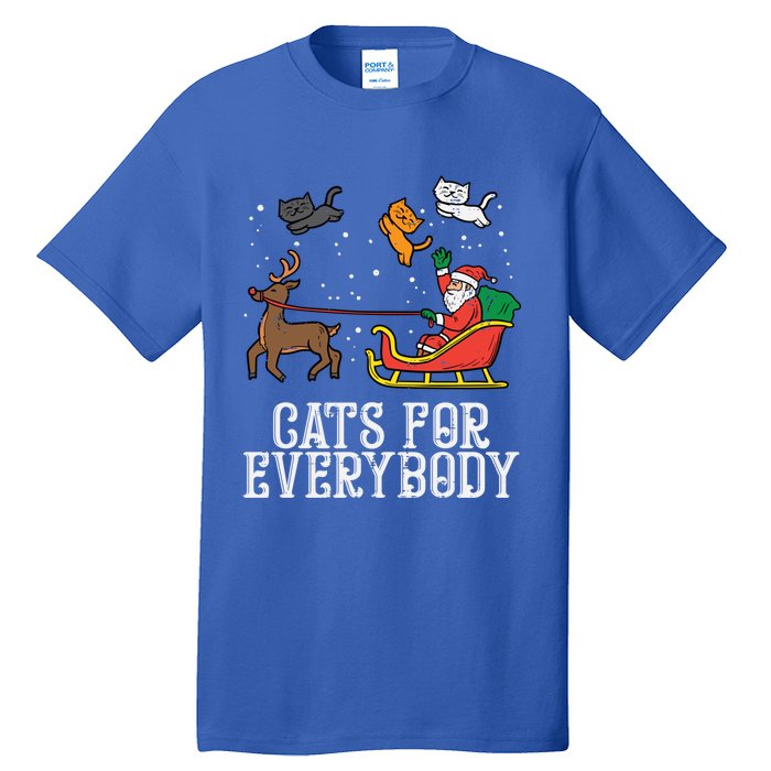 Cats For Everybody Christmas Cat Funny Xmas Santa Gift Tall T-Shirt