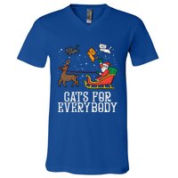 Cats For Everybody Christmas Cat Funny Xmas Santa Gift V-Neck T-Shirt