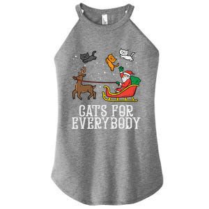 Cats For Everybody Christmas Cat Funny Xmas Santa Gift Women’s Perfect Tri Rocker Tank