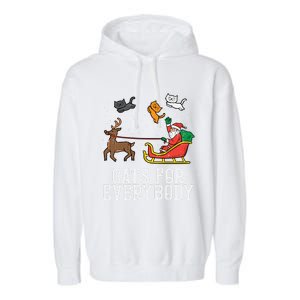 Cats For Everybody Christmas Cat Funny Xmas Santa Gift Garment-Dyed Fleece Hoodie