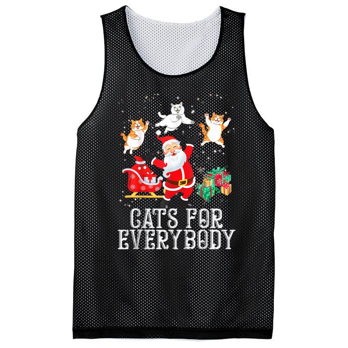 Cats For Everybody Christmas Cat Funny Xmas Women Santa Tank Top Mesh Reversible Basketball Jersey Tank