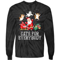 Cats For Everybody Christmas Cat Funny Xmas Women Santa Tank Top Tie-Dye Long Sleeve Shirt