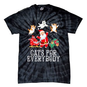 Cats For Everybody Christmas Cat Funny Xmas Women Santa Tank Top Tie-Dye T-Shirt