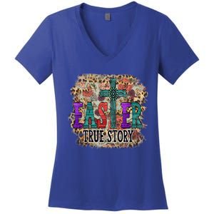 Cute Floral Easter Decor For Blessed Mom And Jesus Lovers Funny Gift Women's V-Neck T-Shirt