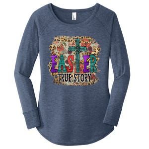 Cute Floral Easter Decor For Blessed Mom And Jesus Lovers Funny Gift Women's Perfect Tri Tunic Long Sleeve Shirt