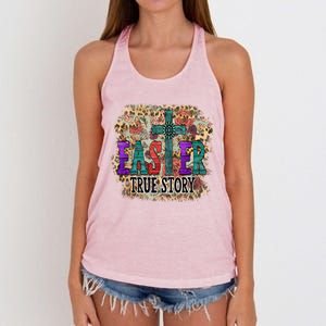 Cute Floral Easter Decor For Blessed Mom And Jesus Lovers Funny Gift Women's Knotted Racerback Tank