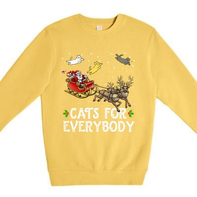 Cats For Everybody Christmas Cat Funny Xmas Santa Gift Premium Crewneck Sweatshirt