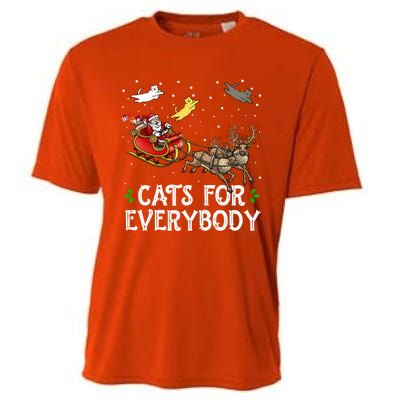 Cats For Everybody Christmas Cat Funny Xmas Santa Gift Cooling Performance Crew T-Shirt