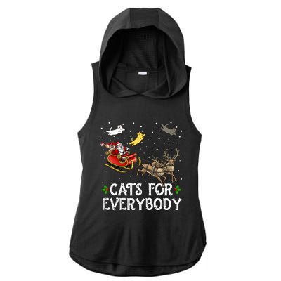 Cats For Everybody Christmas Cat Funny Xmas Santa Gift Ladies PosiCharge Tri-Blend Wicking Draft Hoodie Tank