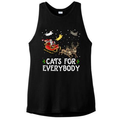 Cats For Everybody Christmas Cat Funny Xmas Santa Gift Ladies PosiCharge Tri-Blend Wicking Tank