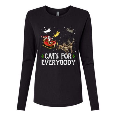 Cats For Everybody Christmas Cat Funny Xmas Santa Gift Womens Cotton Relaxed Long Sleeve T-Shirt