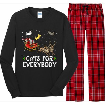 Cats For Everybody Christmas Cat Funny Xmas Santa Gift Long Sleeve Pajama Set