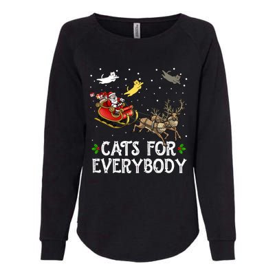 Cats For Everybody Christmas Cat Funny Xmas Santa Gift Womens California Wash Sweatshirt